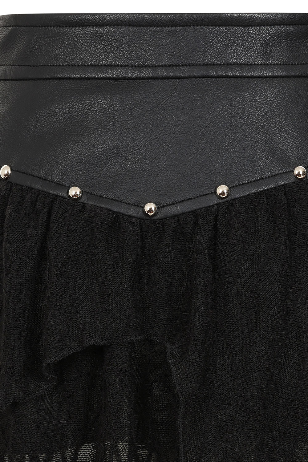 Banned Apparel Skirt Luxor Faux Leather and Jagged Knit Black UK 8-18 - QHA UK