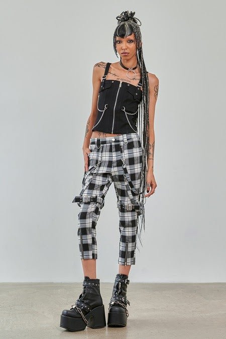 Banned Apparel Women's Vest Top Street Anarchy Chain Detail Zip Front - Front View - QHA UK