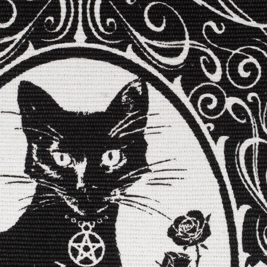 Alchemy Gothic Occult Rug Black Cat Woven Cotton Home Décor Paracelsus - QHA UK