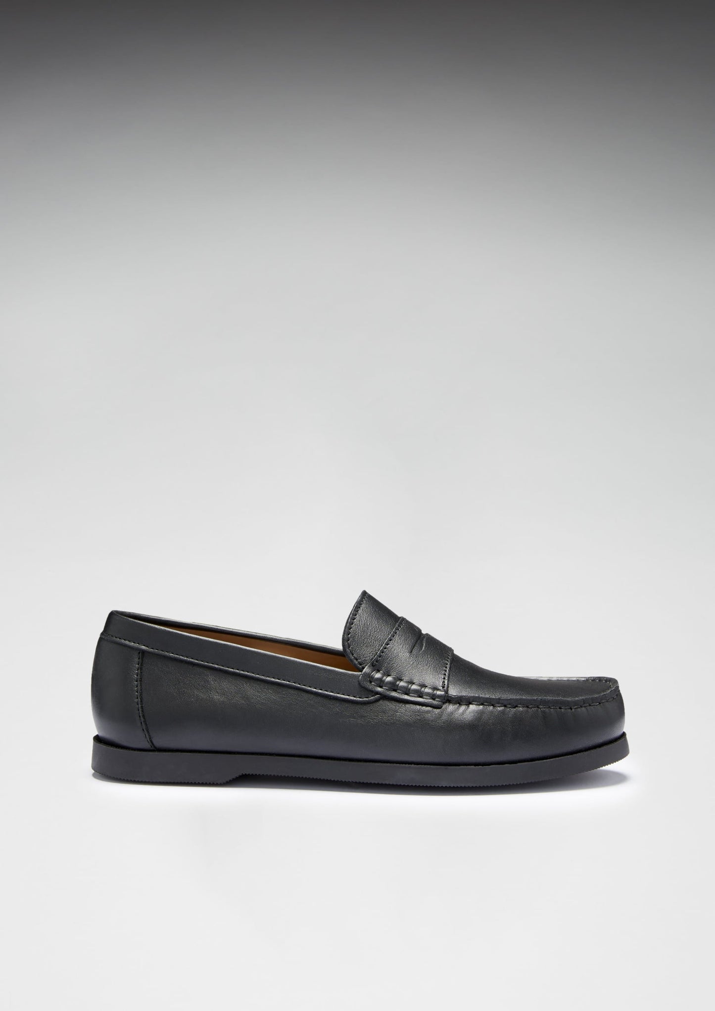Hugs & Co Mens Boat Loafers Black Leather UK 7-14 - QHA UK