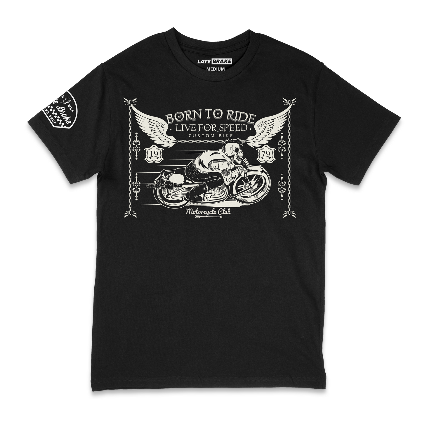 Late Brake Born to Ride T-Shirt Cotton Car Enthusiast Tee 180gsm | - QHA UK