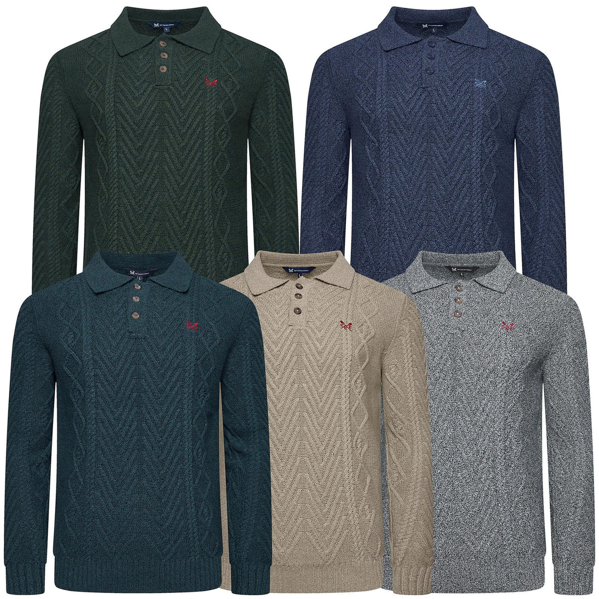 Crew Clothing Company Cable Knit Button Neck Jumper Recycled Cotton - QHA UK