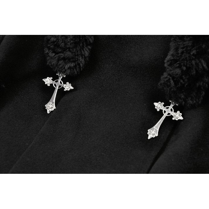 Dark in Love Gothic Coat Cat-Ear Faux Fur Trim UK 8-18 - QHA UK