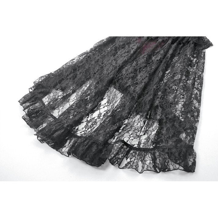 Dark in Love Gothic Skirt Crimson Queen Lace High-Low Burgundy UK 8-22 - QHA UK