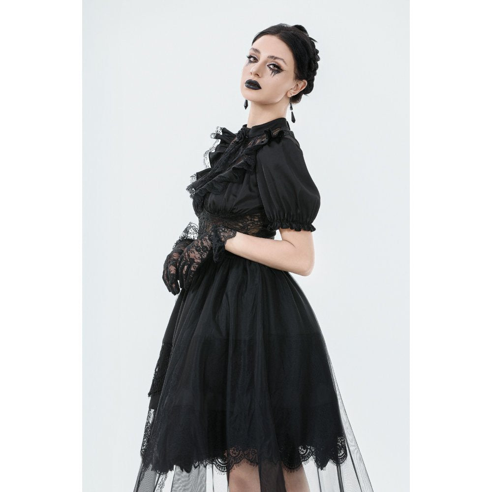 Dark in Love Gothic Dress Ebon Rose High-Low Mesh and Lace UK 8-18 - QHA UK