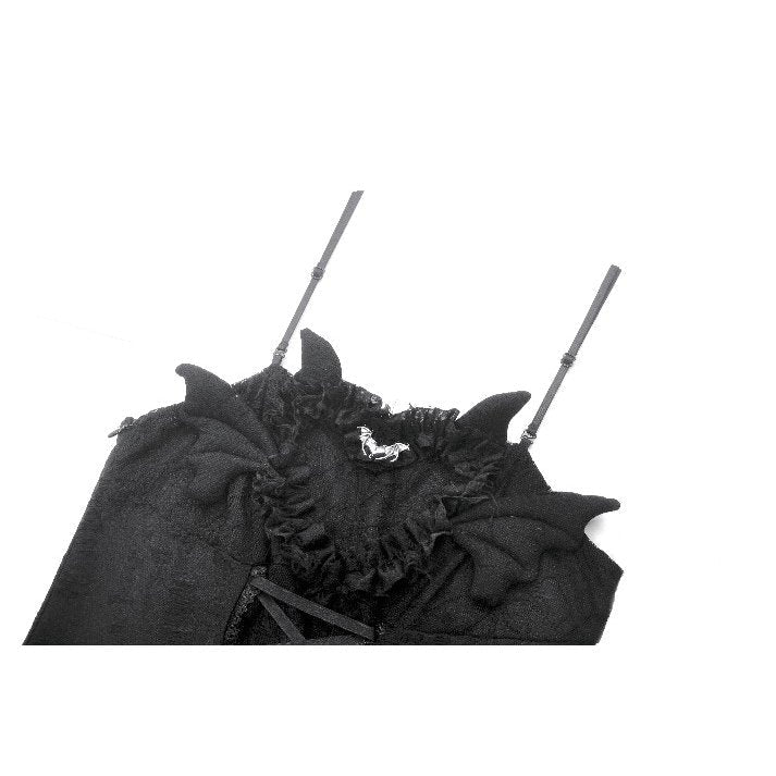 Dark in Love Gothic Dress Mortalis Lace-Up Black UK 8-18 - QHA UK