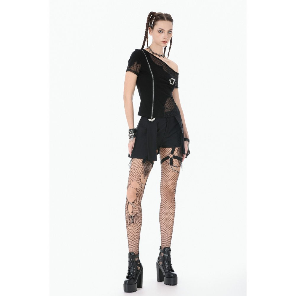 Dark in Love Women's Punk Skort Mesh Layered Shorts UK 8-22 - QHA UK