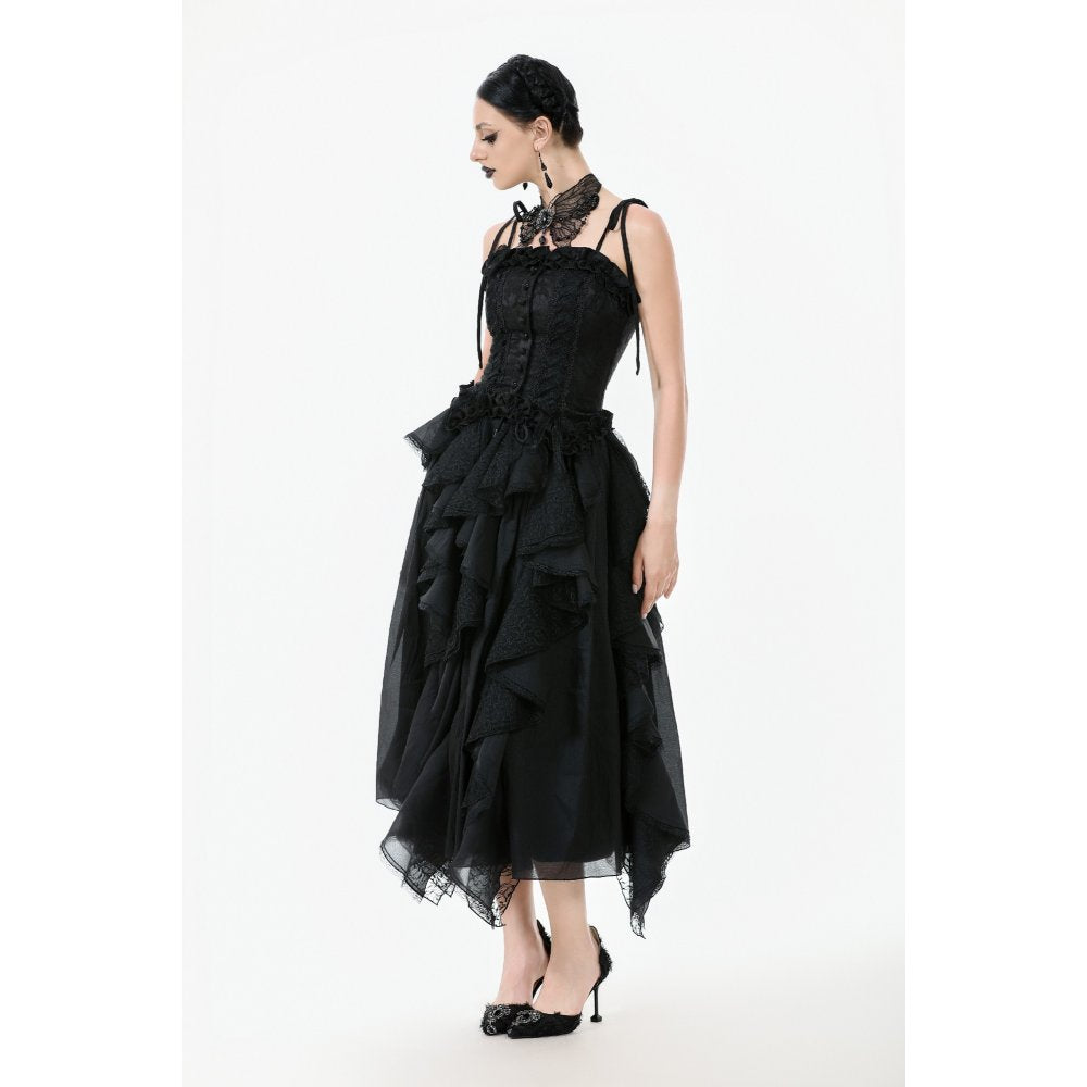 Dark in Love Women's Corset Top Selene Ruffled Floral Jacquard UK 8-18 - QHA UK