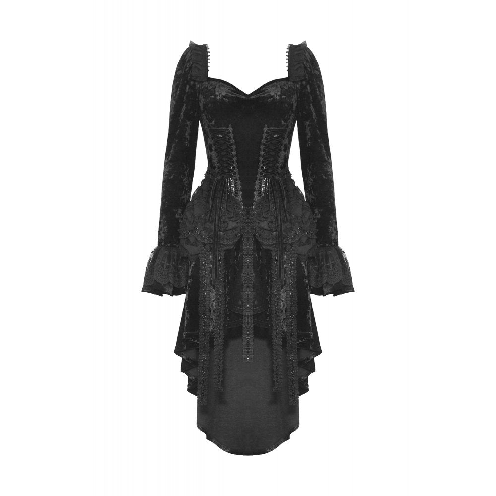 Dark in Love Women's Gothic Dress Seraphina Velvet Lace UK 8-18 - QHA UK