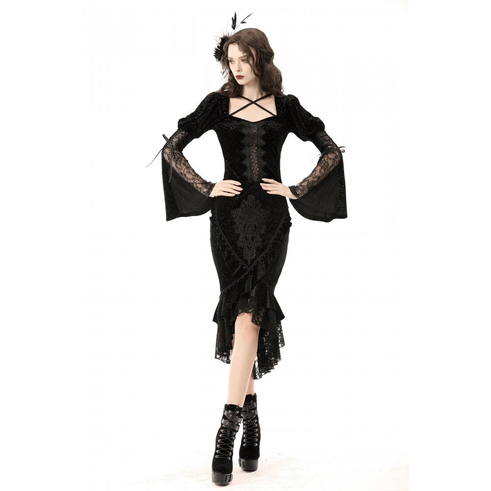 Dark in Love Skirt Zira Velvet Fishtail UK 8-18 - QHA UK