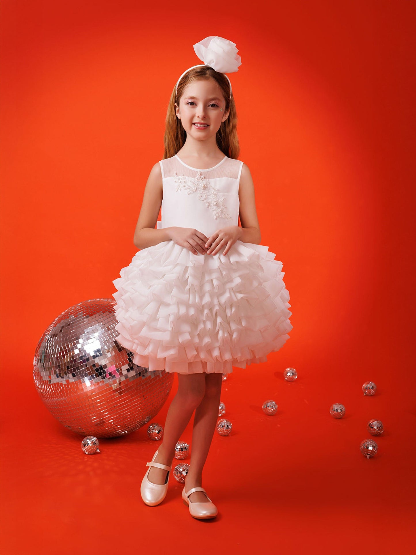 DRESS & Fleur Girls Dress with Headband in White | QHAUK - QHA UK