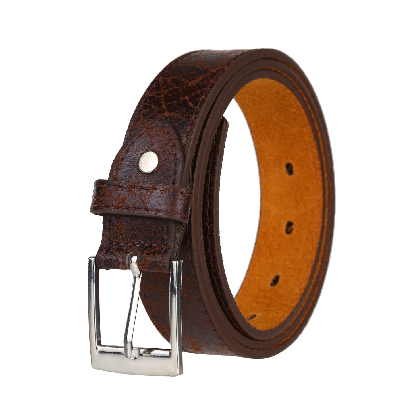 Forest Mens 1" Antique Design Bonded Leather Belt Slim Classic Buckle - Buckle Detail - QHA UK