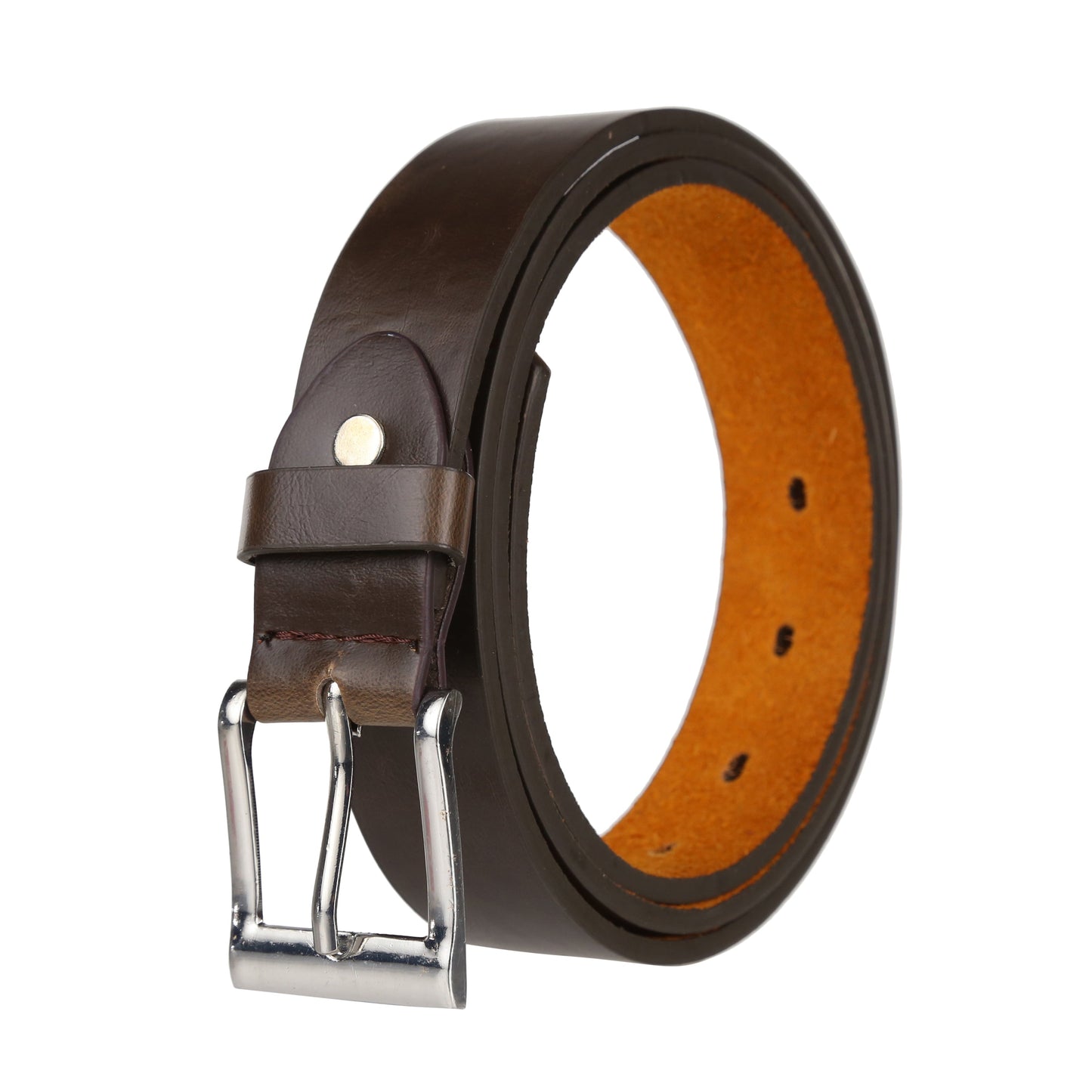 Forest Unisex 1" Bonded Leather Belt Square Buckle Slim Office MB131 - Buckle Detail - QHA UK