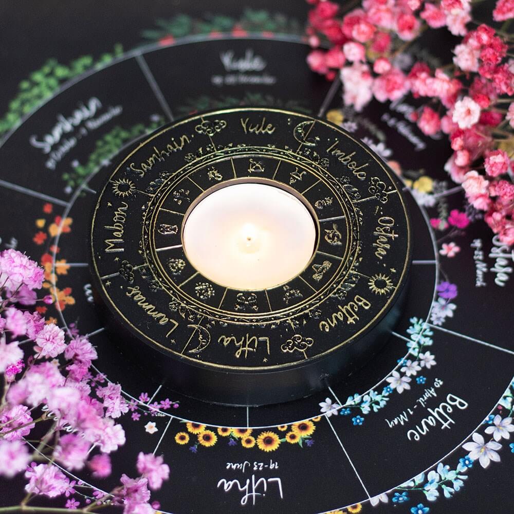 Gothic Gifts Candle Holder Wheel of the Year Tealight - QHA UK