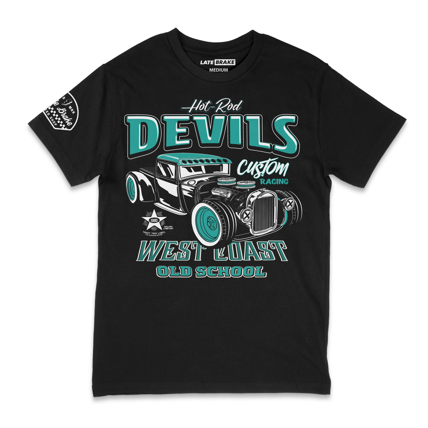 Late Brake Hot Rod Devils T-Shirt Cotton Car Enthusiast Tee 180gsm | - QHA UK