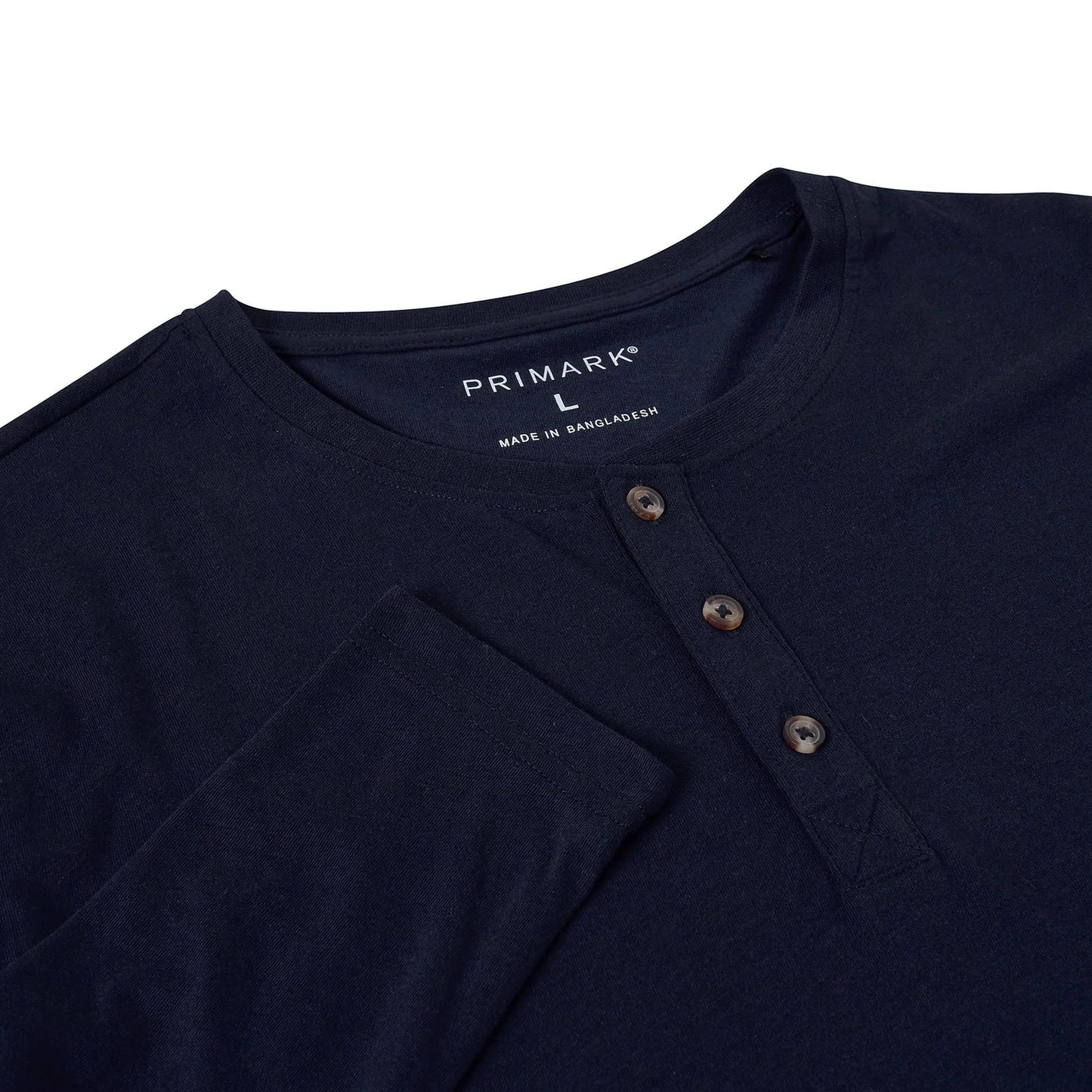 Henley Mens Long Sleeve T-Shirt Cotton Blend Casual Regular Fit Top | - Sleeve Detail - QHA UK