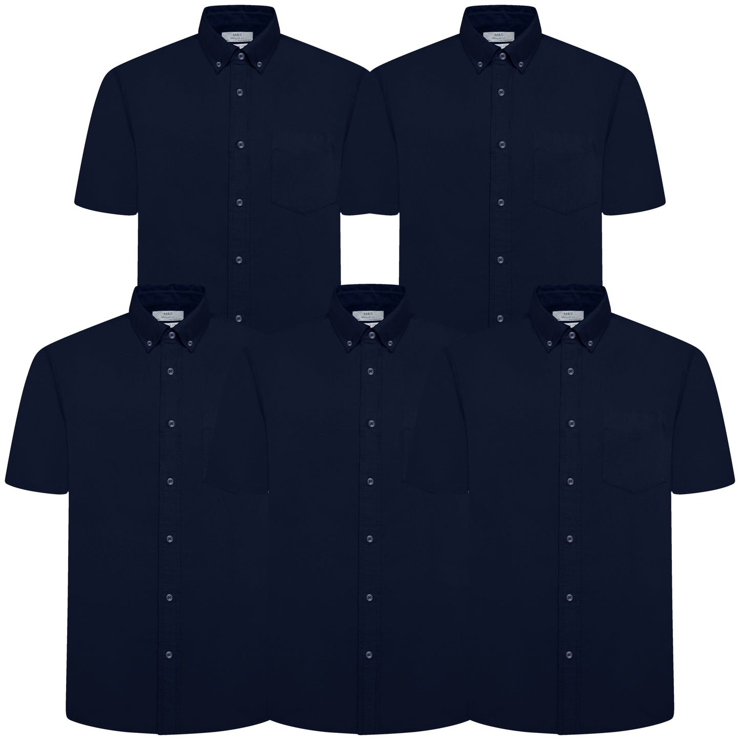 M&S Mens Cotton Oxford Shirt Short Sleeve Button Down Regular Fit | Qu - Sleeve Detail - QHA UK
