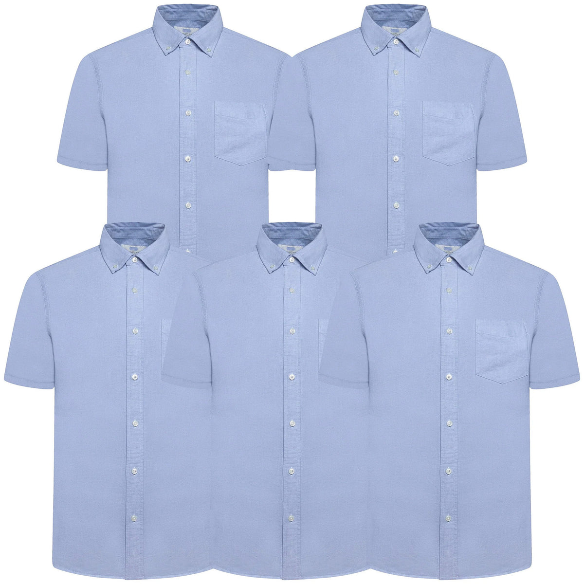 M&S Men's Pure Cotton Oxford Shirt | Short Sleeve | S–4XL | Navy, White, Sky Blue - Sleeve Detail - QHA UK