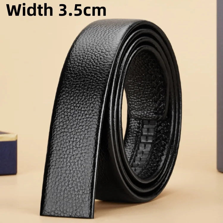 Mens Genuine Leather Ratchet Belt Strap 3.5cm Adjustable Replacement B - QHA UK