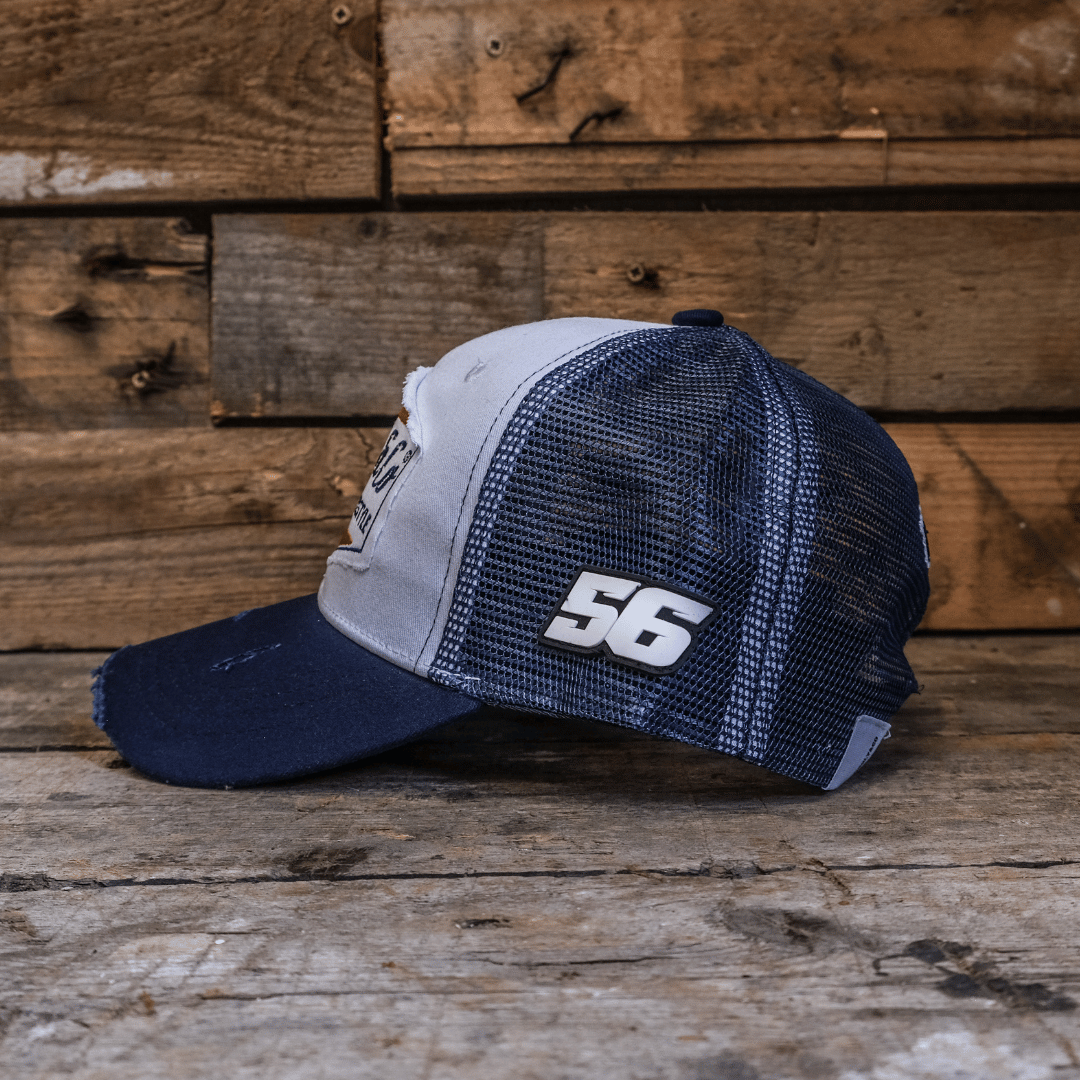Uggly&Co Navy Blue White Diamond Cap Vintage Mesh Curved Peak - QHA UK