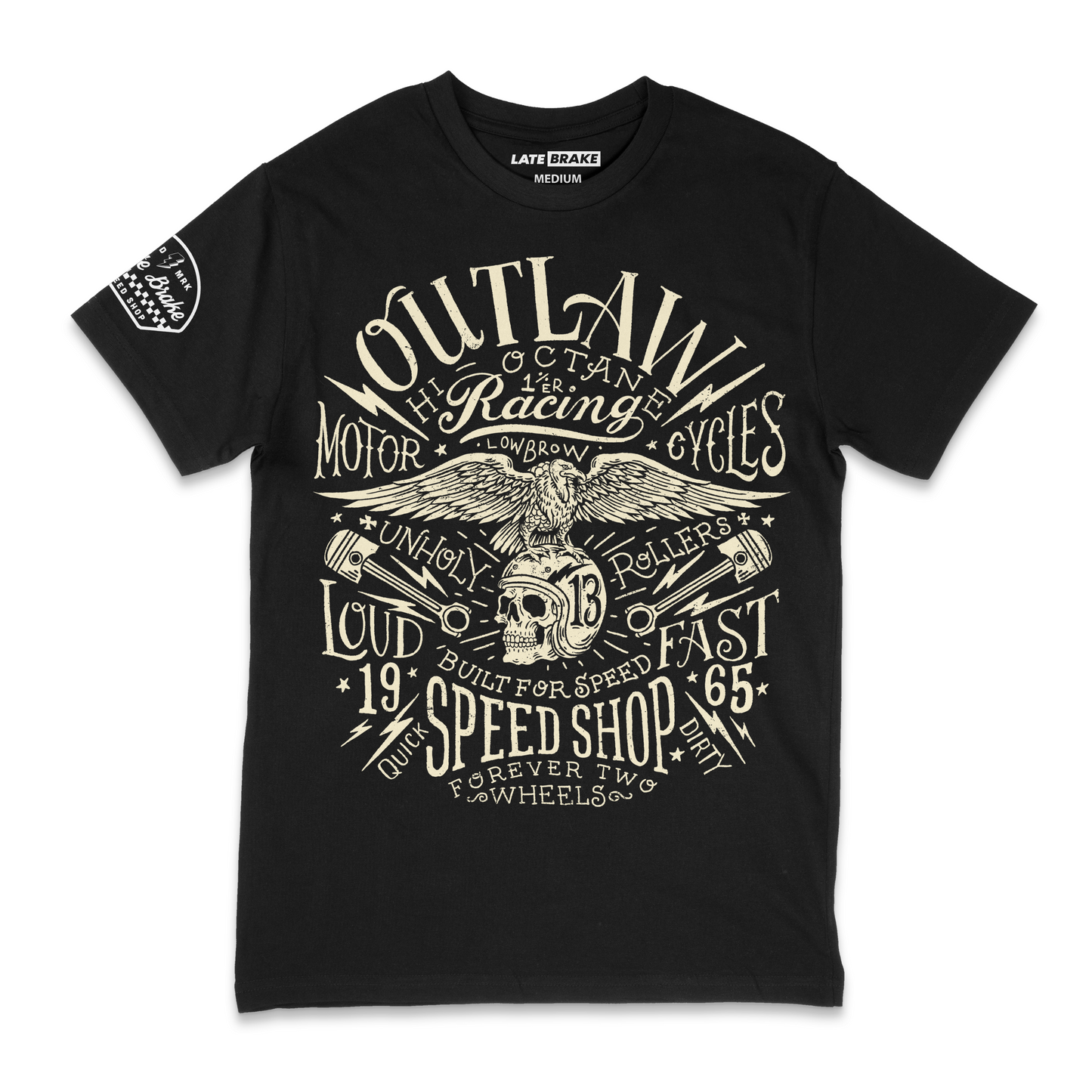 Late Brake Outlaw Eagle T-Shirt Cotton Car Enthusiast Tee 180gsm | - QHA UK