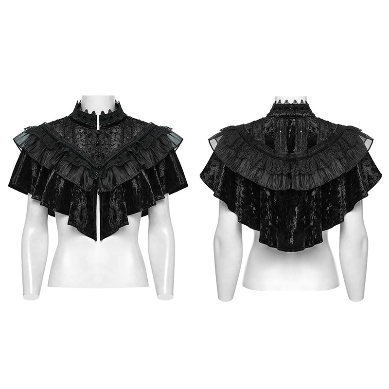 Punk Rave Gothic Shawl Elysia Velvet Ruffle Black UK 8-16 - QHA UK