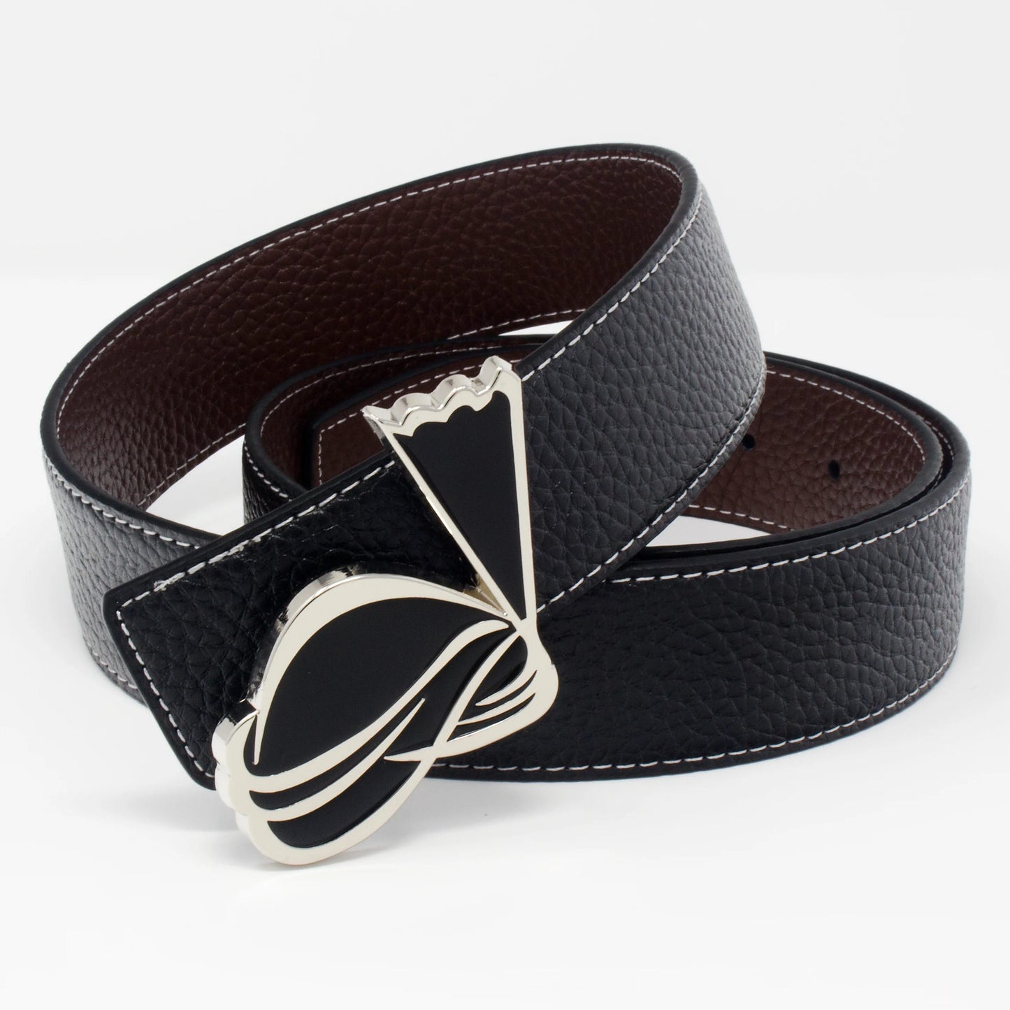 QHA Mens Reversible Leather Belt Designer Turban Buckle for Men - QHA UK