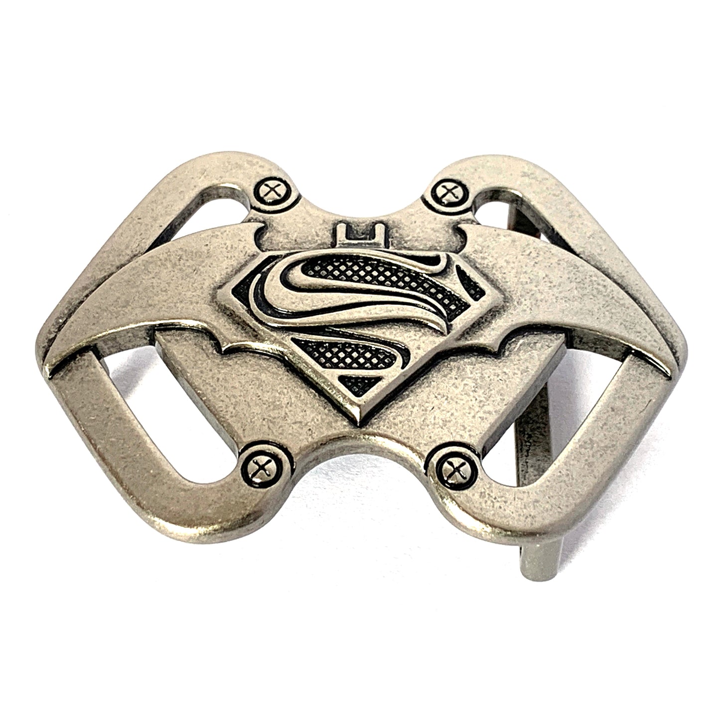 QHA Mens Antique Silver Batman Superman Hybrid Belt B16 - QHA UK