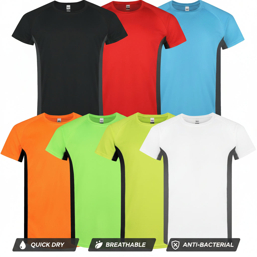Roly Mens Gym T-Shirt Quick Dry Breathable Running Sports Contrast Pan - QHA UK