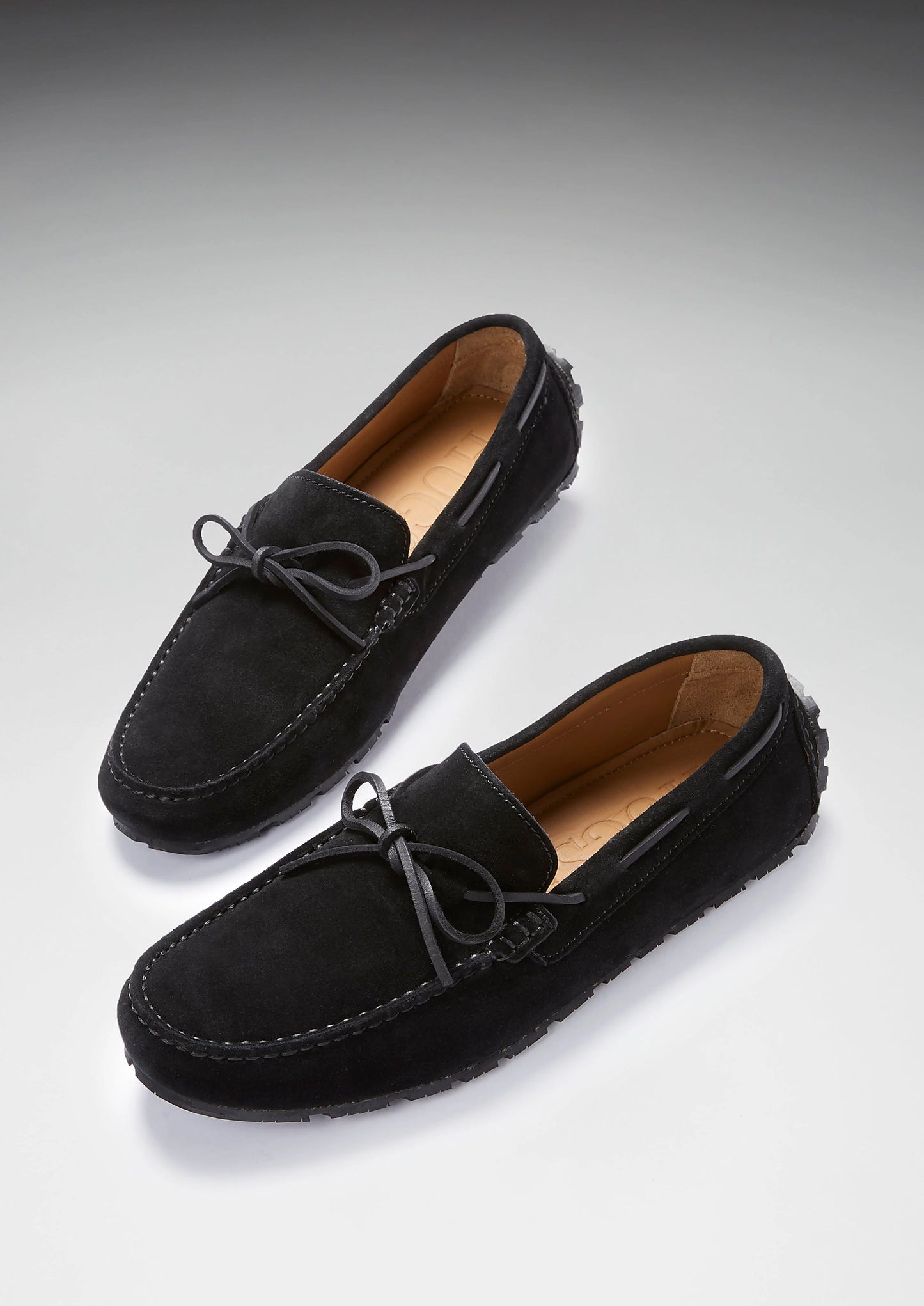Hugs & Co Mens Tyre Sole Laced Driving Loafers Black Suede UK 7-14 - Sole Detail - QHA UK