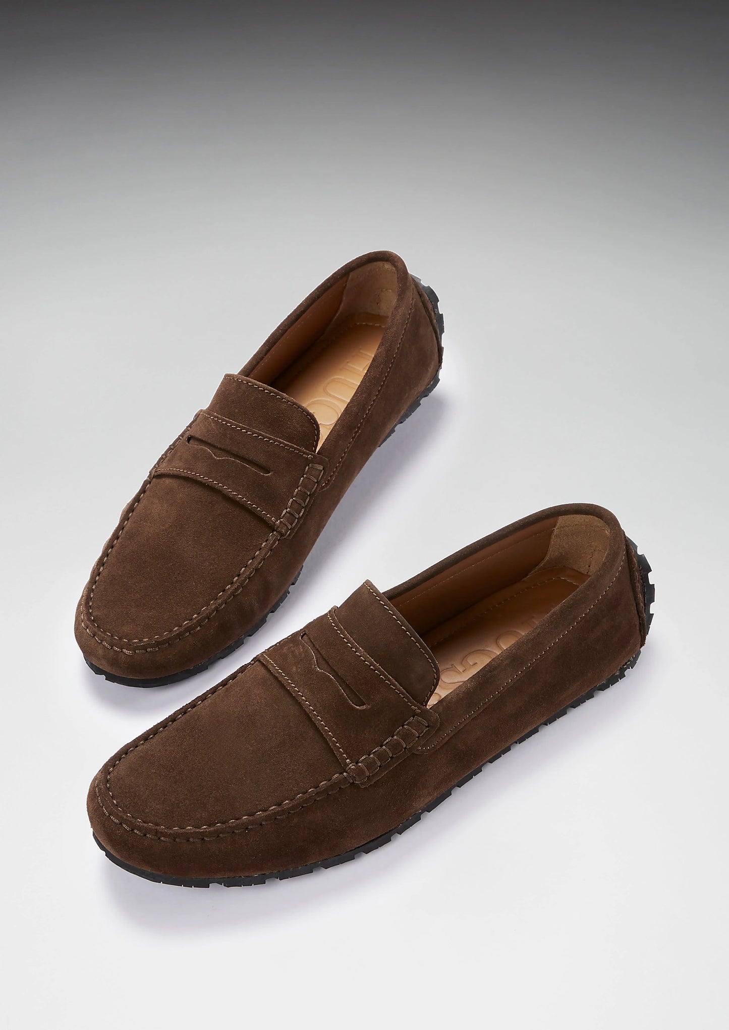 Hugs & Co Mens Tyre Sole Penny Driving Loafers Brown Suede UK 7-14 - Sole Detail - QHA UK