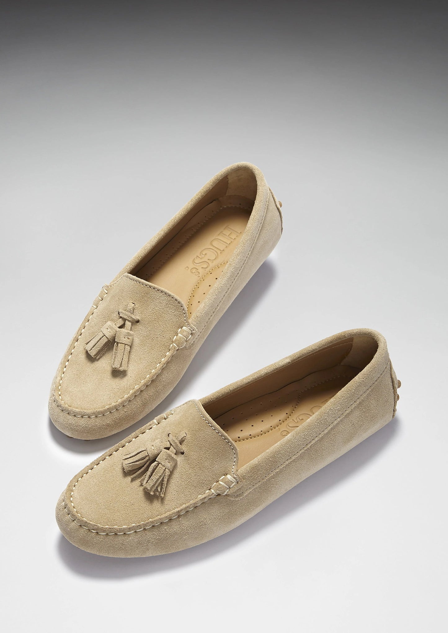 Hugs & Co Womens Tasselled Driving Loafers Taupe Suede EU 36-42 - QHA UK