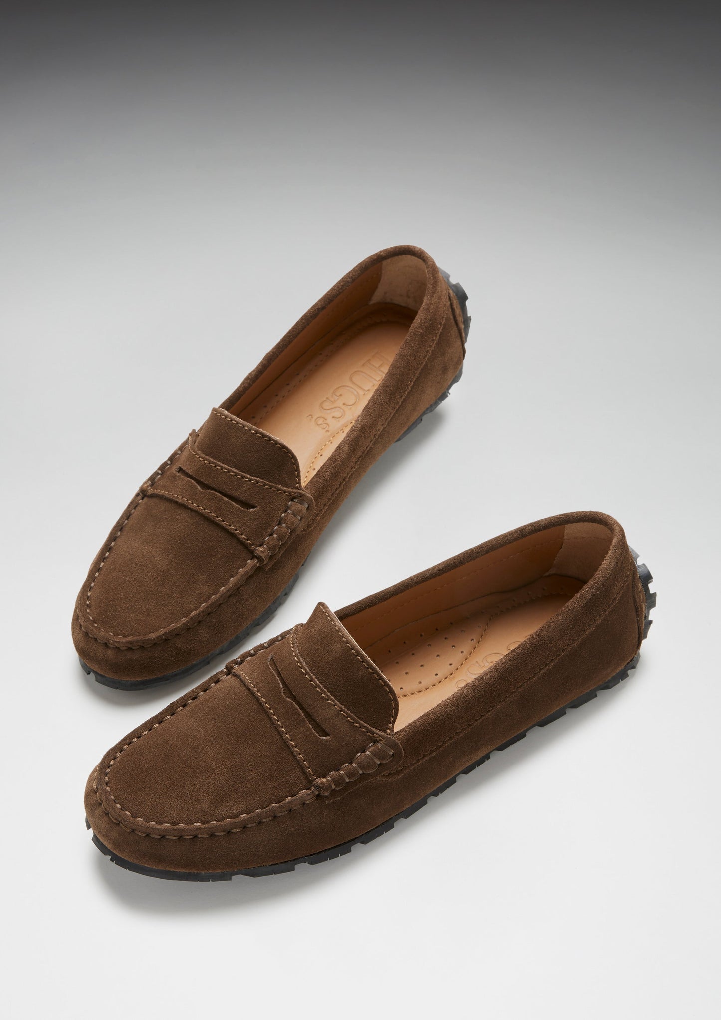 Hugs & Co Womens Tyre Sole Penny Loafers Brown Suede EU 36-42 - Sole Detail - QHA UK