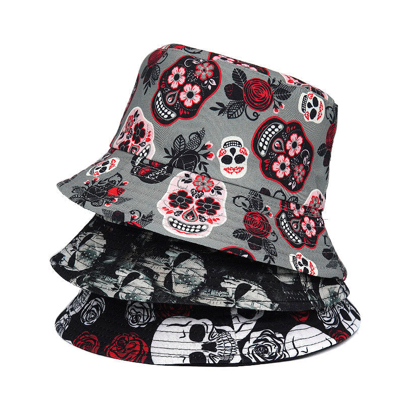 Rose Skull Bucket Hat, Summer Bucket Hat