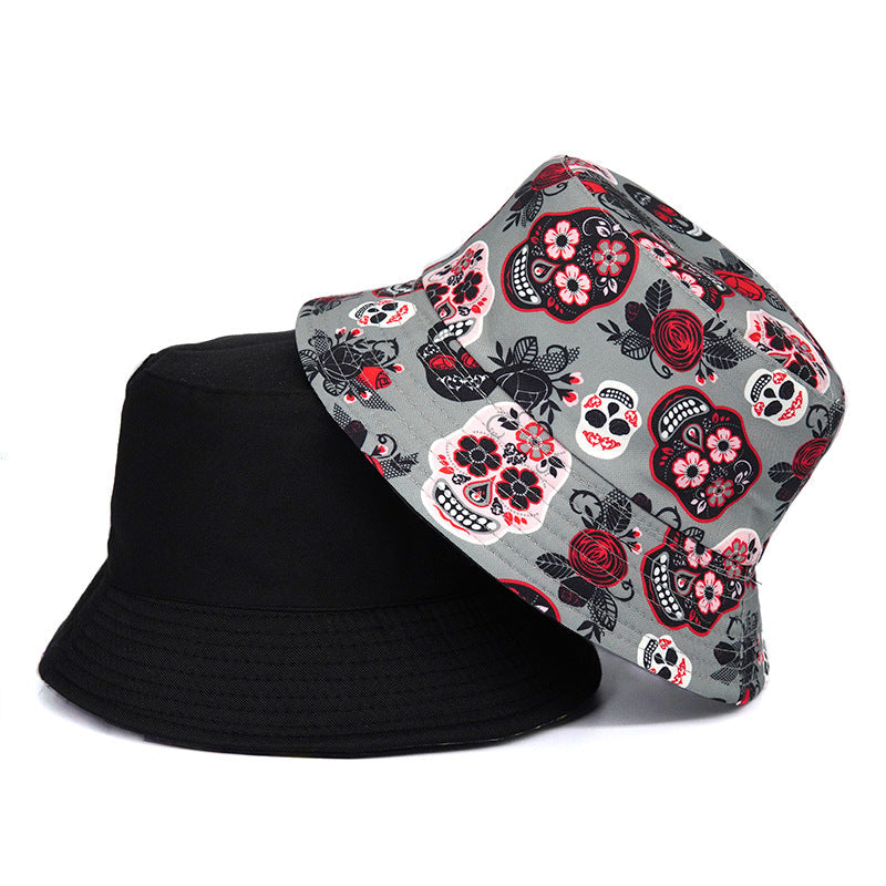 Rose Skull Bucket Hat, Summer Bucket Hat