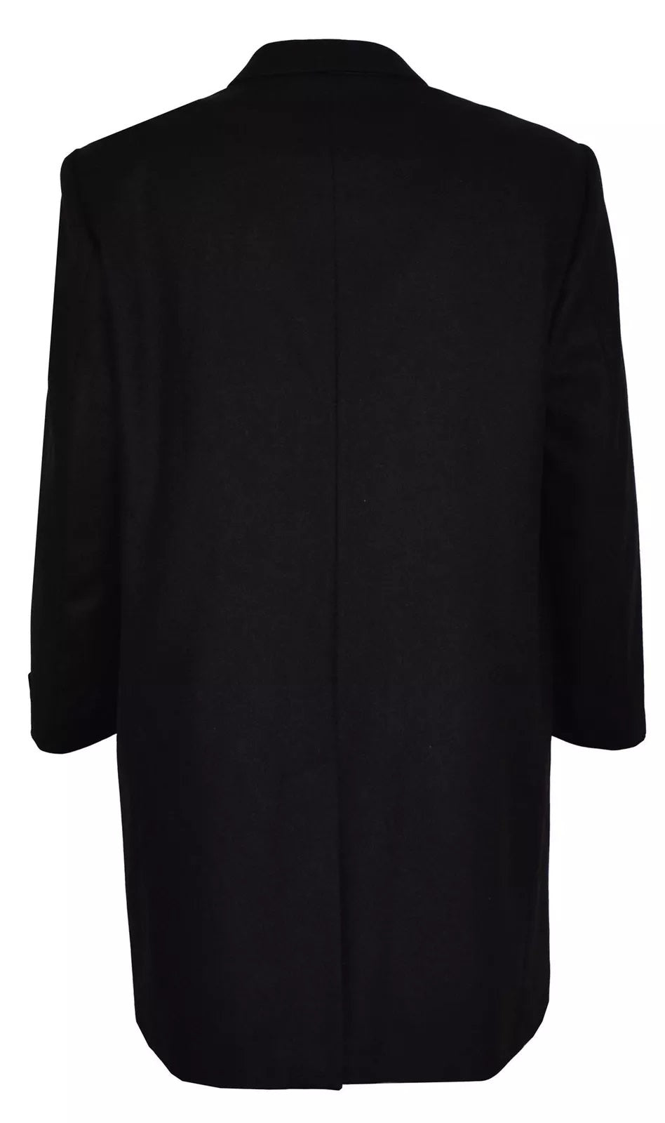 SCOTT Men's Melton Black Overcoat Notch Lapel with 2 straight Side Pockets, Size 42-60