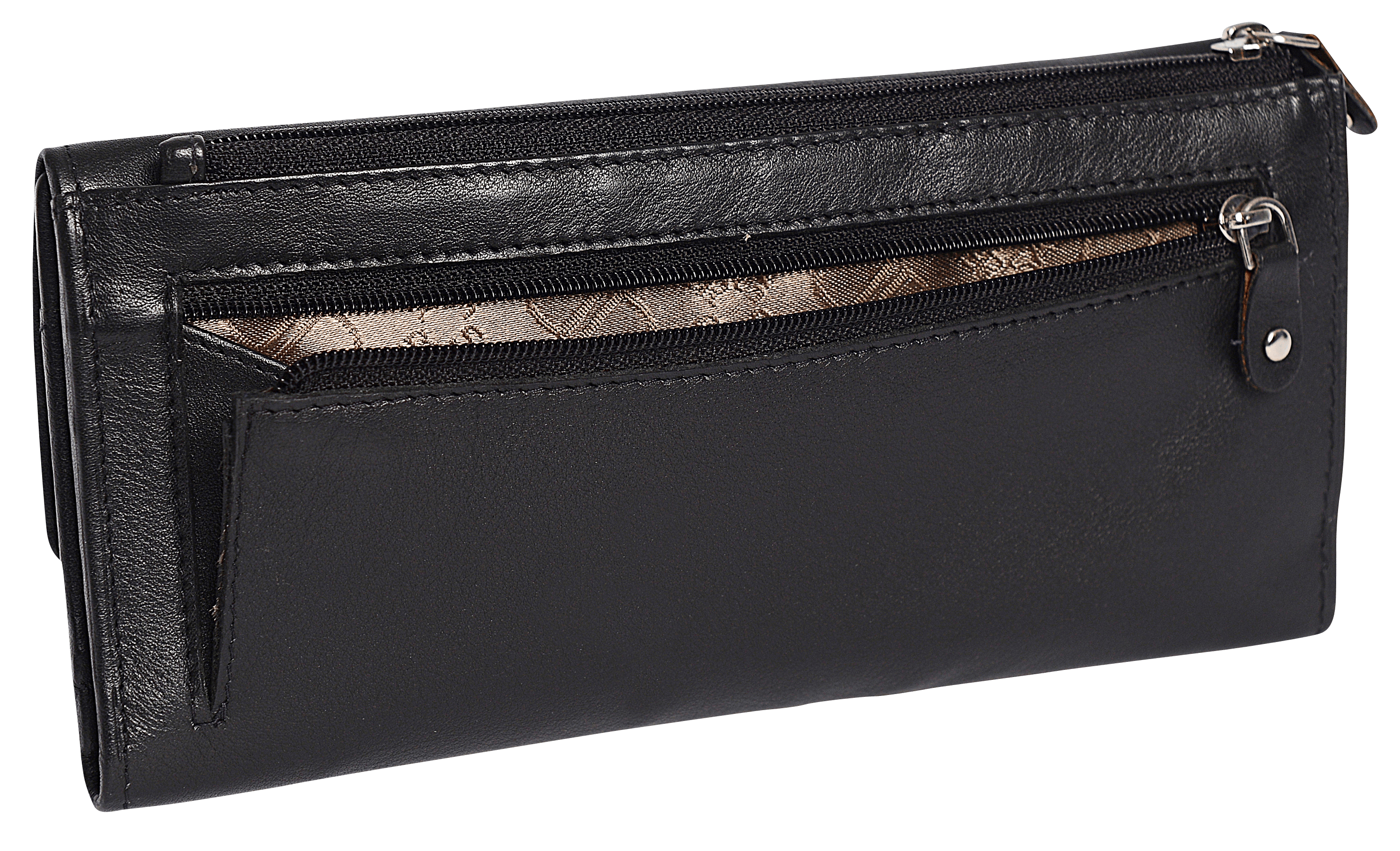 SADDLER CLAIRE Long Leather Trifold Purse - 18 Card Slots, Dual Zip Pockets, and Note Sections - RFID Protected