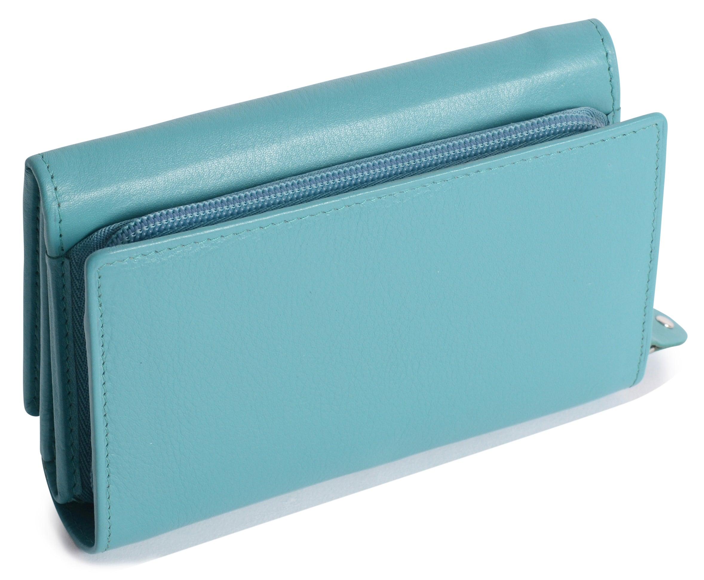 Compact Trifold Leather Purse "Eleanor" – Handmade by Saddler | RFID Protected & Gift Boxed | 10 Card Slots & Rear Zip Coin Pocket