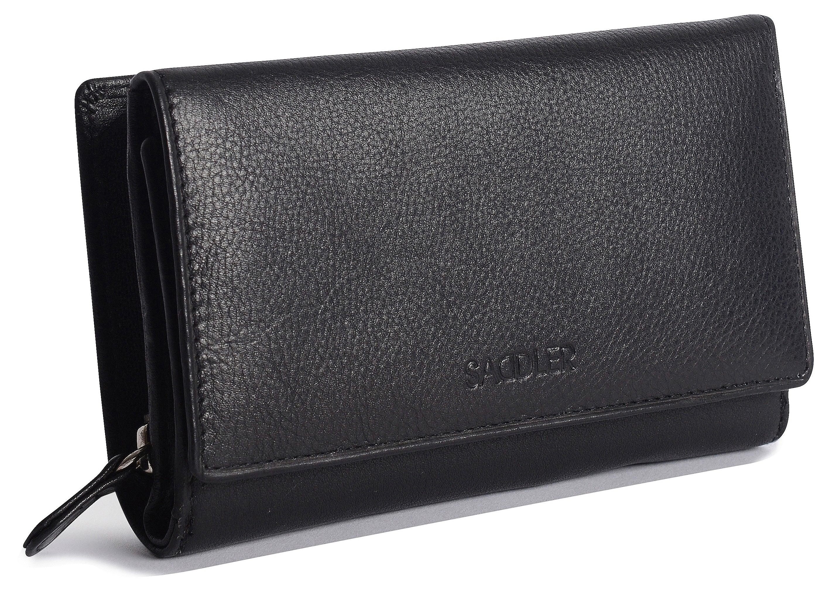Compact Trifold Leather Purse "Eleanor" – Handmade by Saddler | RFID Protected & Gift Boxed | 10 Card Slots & Rear Zip Coin Pocket