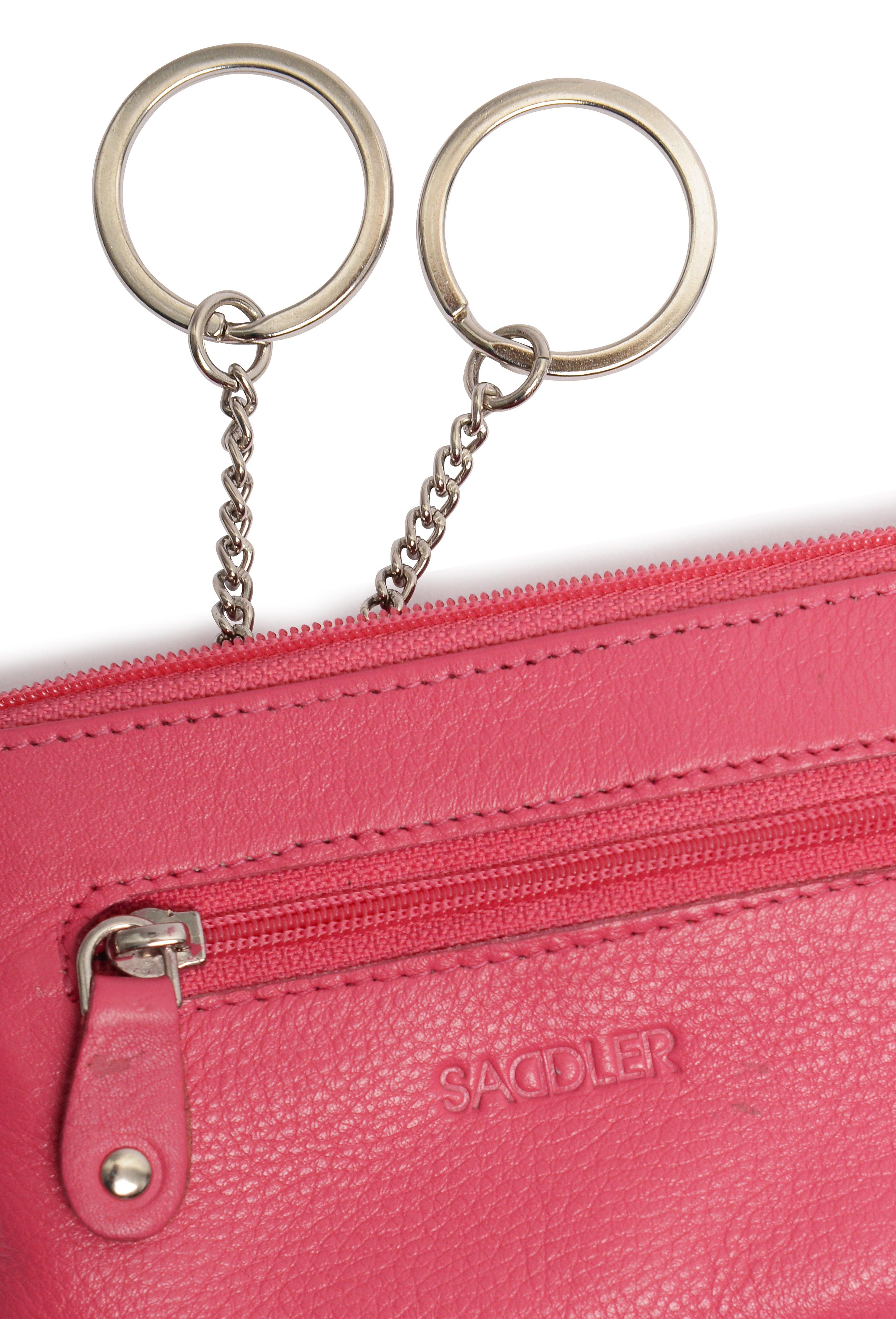 Compact Leather Coin & Card Purse "Ellie" – Handmade by Saddler | RFID Protected & Gift Boxed | With Front Zip Pocket & Key Holder