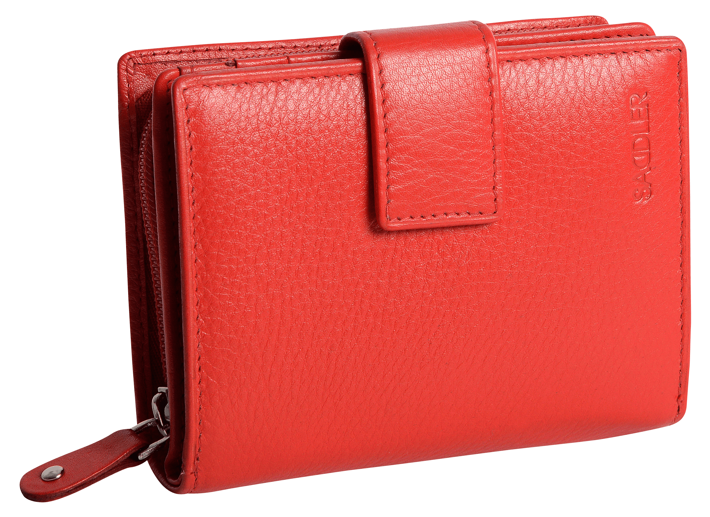 SADDLER EMILY Handmade Leather Mid-Size Wallet – RFID Protected | 10 Card Slots, Secure Tab Closure & Zipped Coin Pocket | Gift Boxed