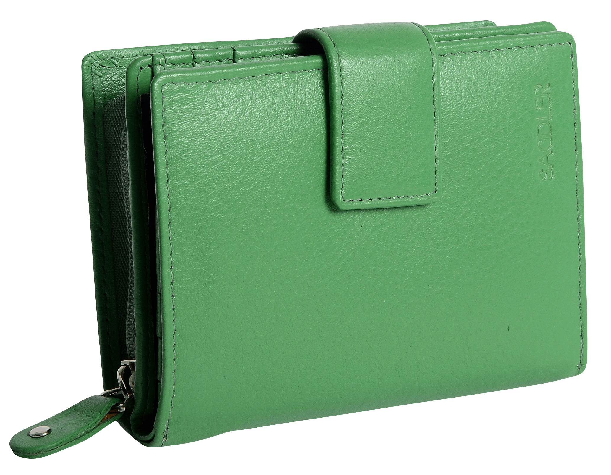 SADDLER EMILY Handmade Leather Mid-Size Wallet – RFID Protected | 10 Card Slots, Secure Tab Closure & Zipped Coin Pocket | Gift Boxed