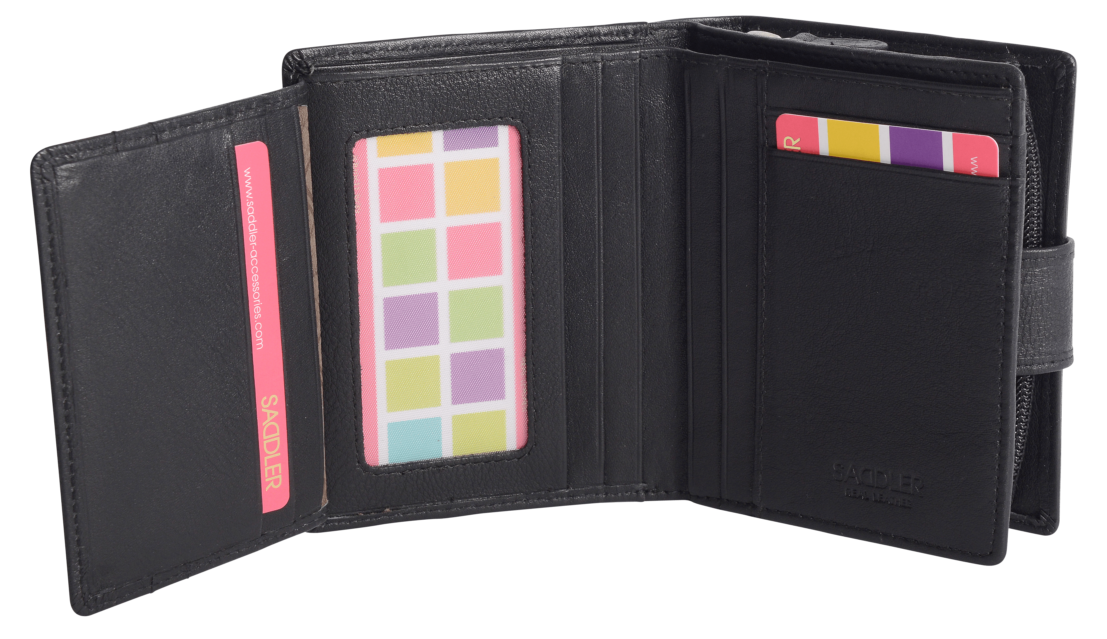 SADDLER EMILY Handmade Leather Mid-Size Wallet – RFID Protected | 10 Card Slots, Secure Tab Closure & Zipped Coin Pocket | Gift Boxed