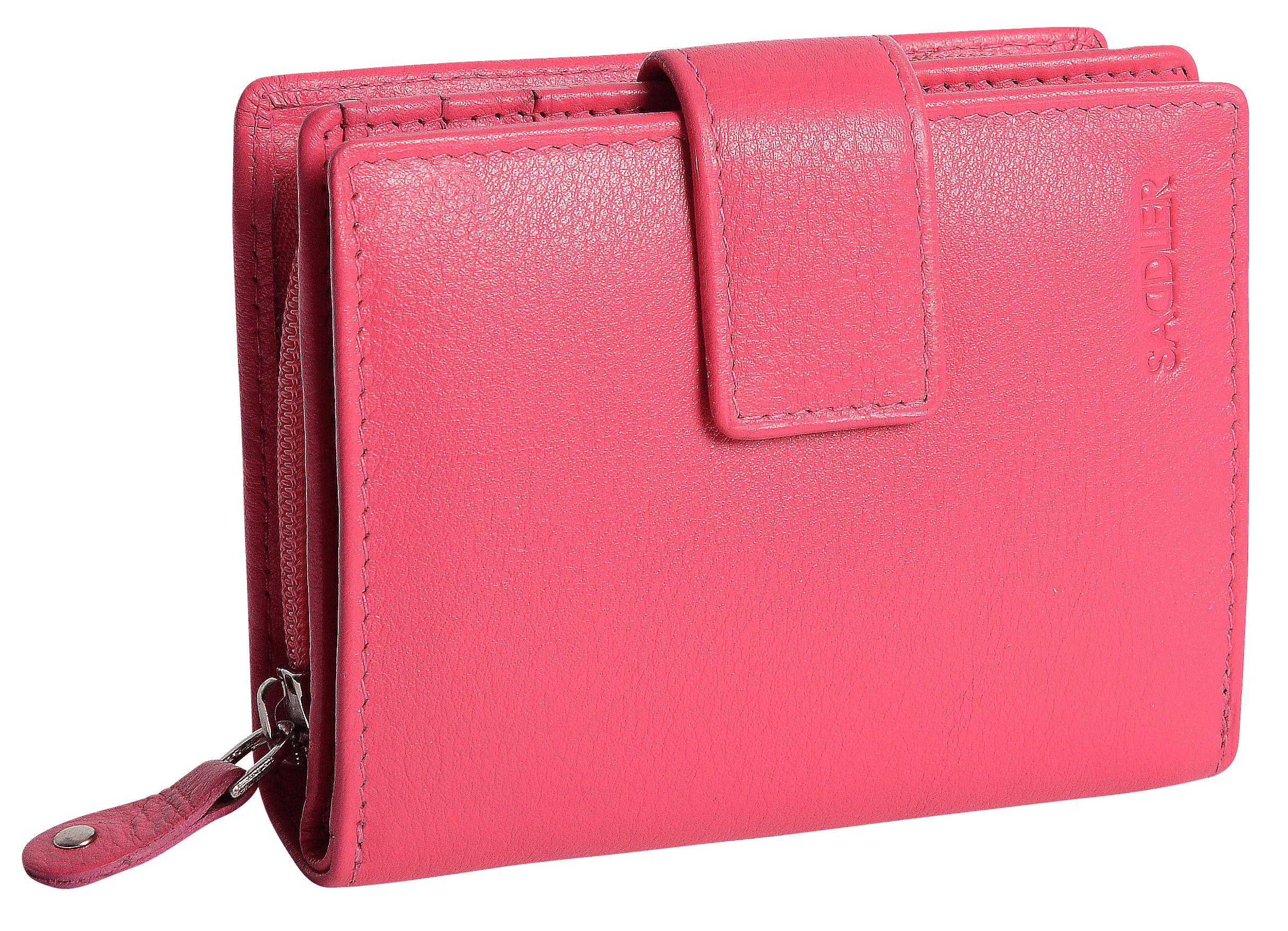 SADDLER EMILY Handmade Leather Mid-Size Wallet – RFID Protected | 10 Card Slots, Secure Tab Closure & Zipped Coin Pocket | Gift Boxed