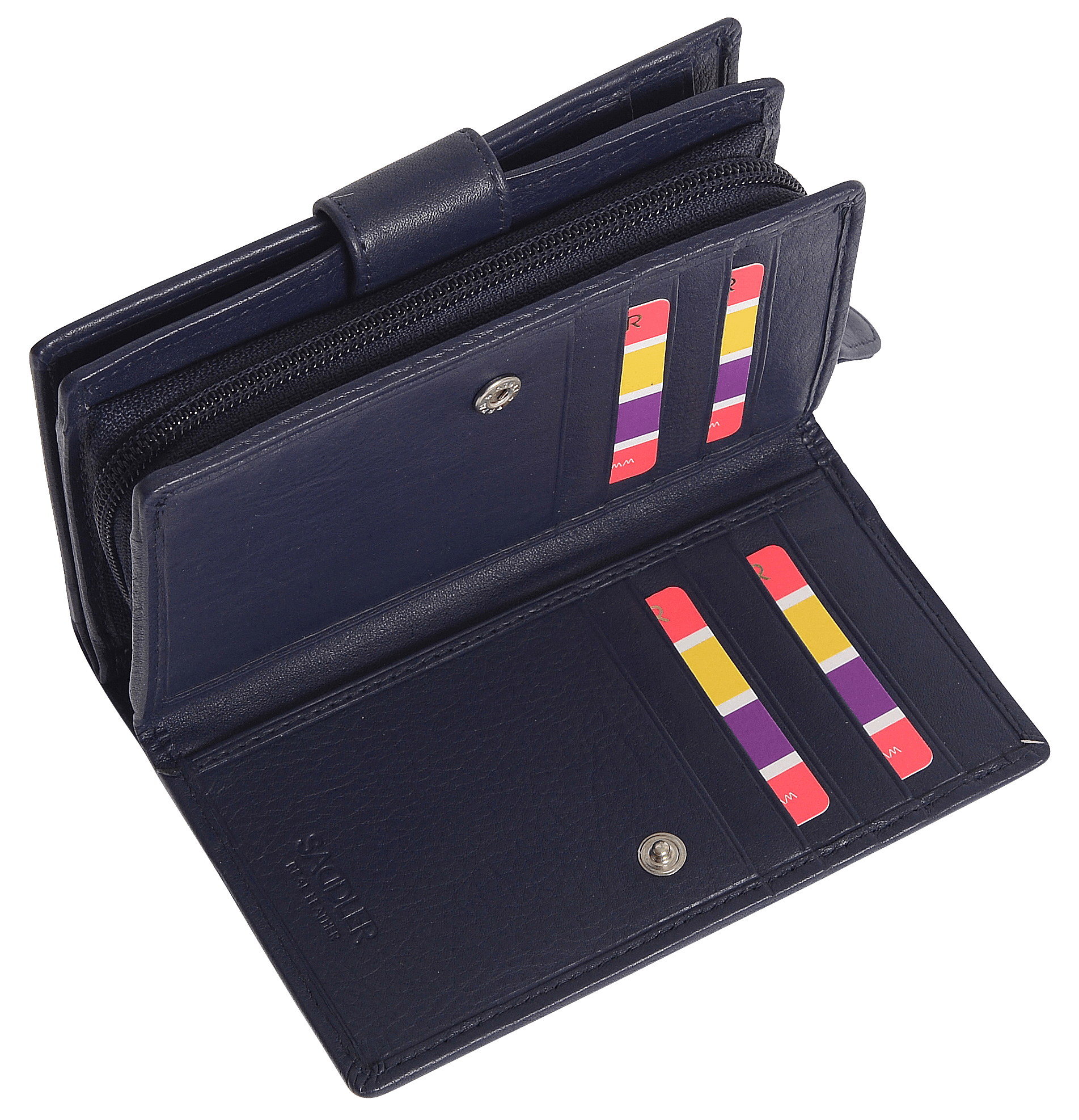 SADDLER GEORGIE Leather Double-Sided Purse - 13 Card Slots, Generous Space for Notes and Coins - RFID Protected