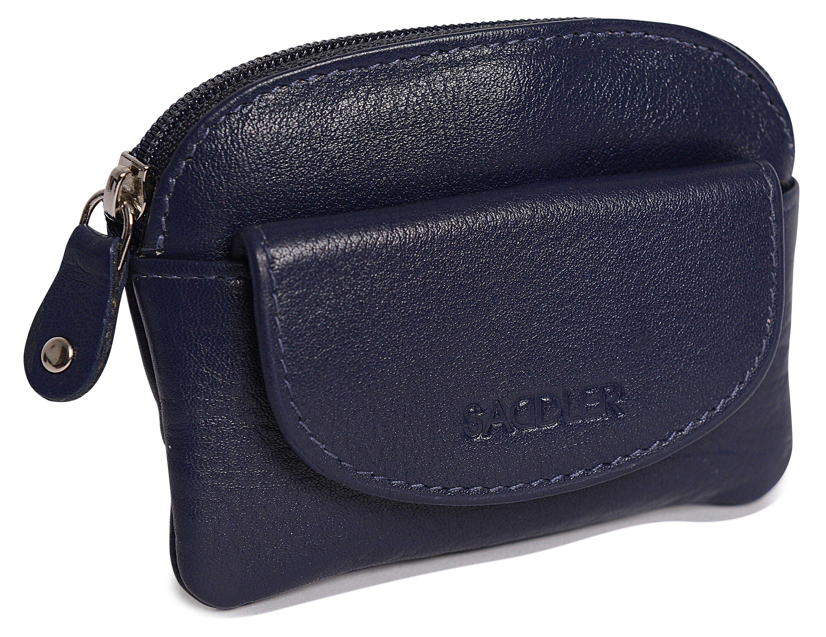 Compact Leather Zip-Top Coin Purse "Molly" – Handmade by Saddler | RFID Protected & Gift Boxed | With Front Pocket & Interior Key Ring