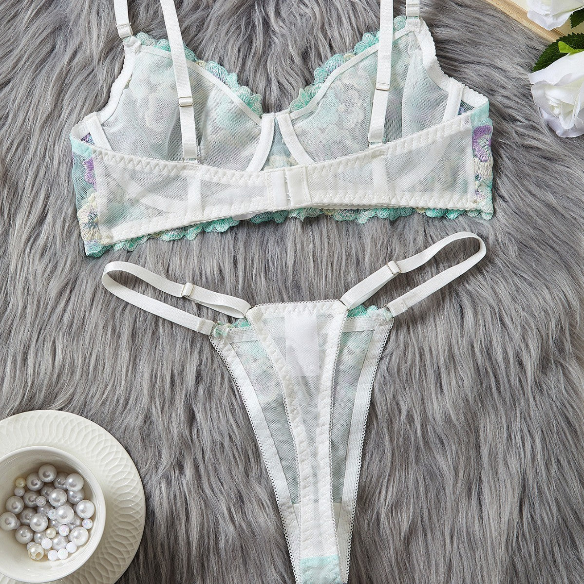 Women’s Creative Embroidered Printed Bra Set