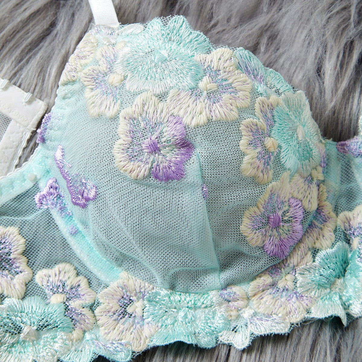 Women’s Creative Embroidered Printed Bra Set