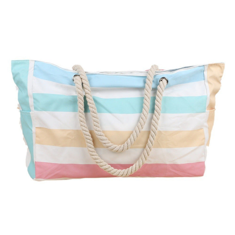 Women's Large Capacity Beach Tote Bag, Handheld Canvas Tote Bag