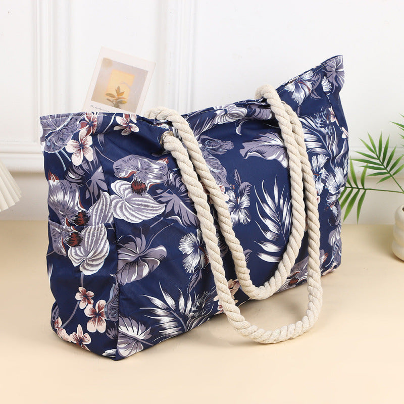 Women's Large Capacity Beach Tote Bag, Handheld Canvas Tote Bag